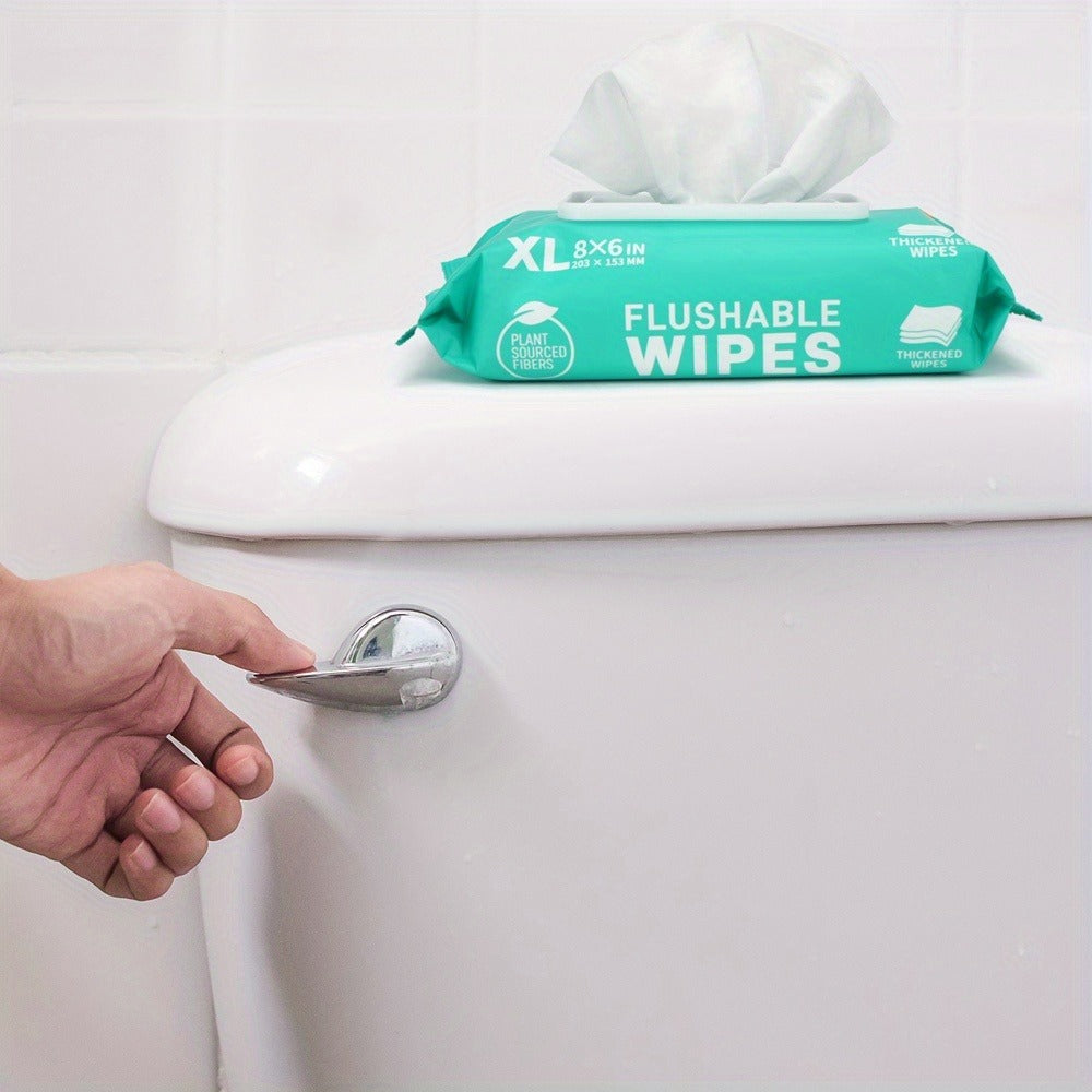 Flushable Wet Wipes Extra Large Thickened 48ct ¨C Alcohol-Free Plant-Based Butt Wipes, Septic Safe, Quick-Dispersing for Baby Sensitive Skin, Feminine & Personal Care ¨C Pack of 3 or 6