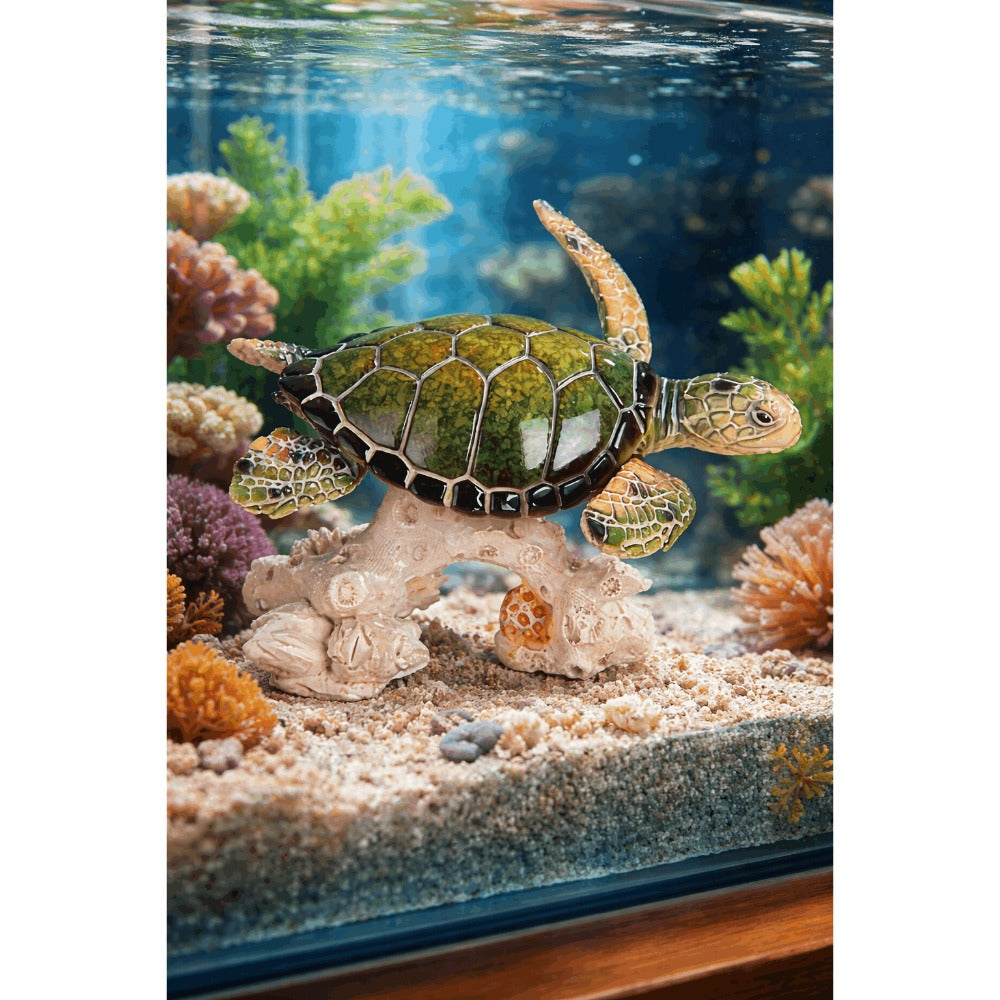 Sea Turtle Figurine Polyresin Home Decor, 4.75¡± Upward Swimming Turtle Sculpture for Living Room, Bedroom, Office & Bathroom, Unique Collectible Gift for Housewarming, Birthday & Holidays