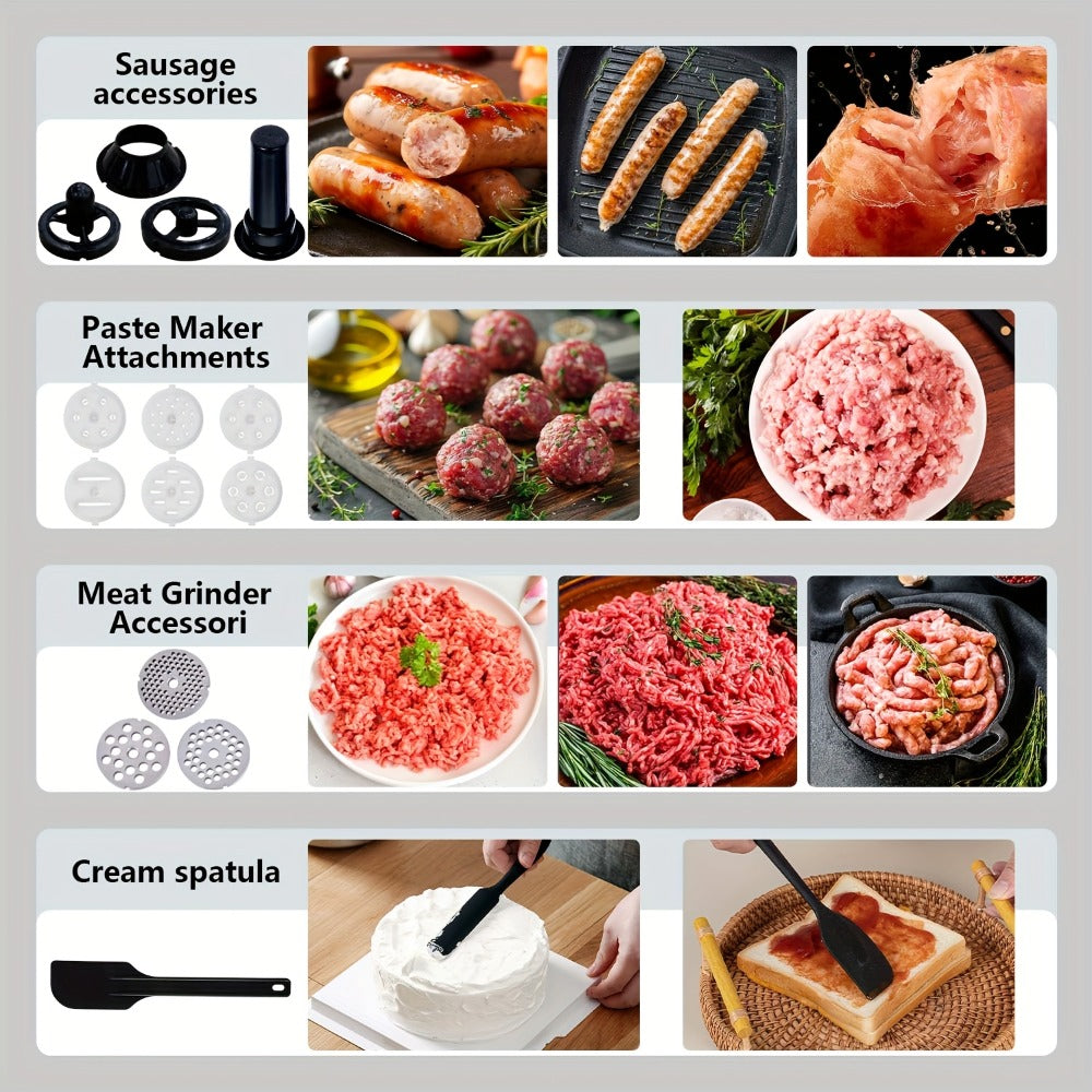 Stand Mixer 6-in-1 400W with 6.3QT Stainless Steel Bowl ¨C 6-Speed & Pulse Tilt-Head Kitchen Mixer with Dough Hook Beater Whisk Juicer Meat Grinder Noodle Press | Electric Food Mixer Black Red Purple Silver