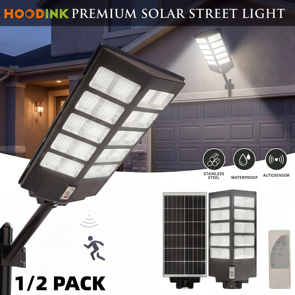 Solar Street Lights Outdoor 800 LED IP54 Waterproof with Motion Sensor ¨C 6500K Dusk to Dawn Flood Light, Remote Control, Adjustable Brightness & Timer for Parking Lot Yard Garage Driveway Rural Area