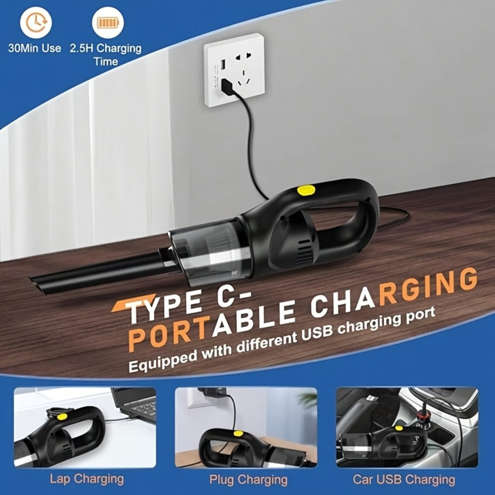 Cordless Handheld Vacuum Cleaner Rechargeable Portable with Ultra Strong Suction - Lightweight Wireless Design with Multiple Attachments for Home, Car, Sofa, Pet Hair & Hard-to-Reach Areas, Easy to Use