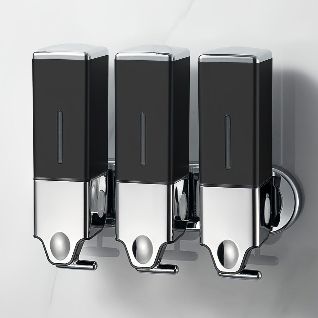 Wall Mounted Soap Dispenser Set 3-Pack No Drill 16.91oz Shampoo Shower Gel Conditioner Dispenser for Bathroom Kitchen