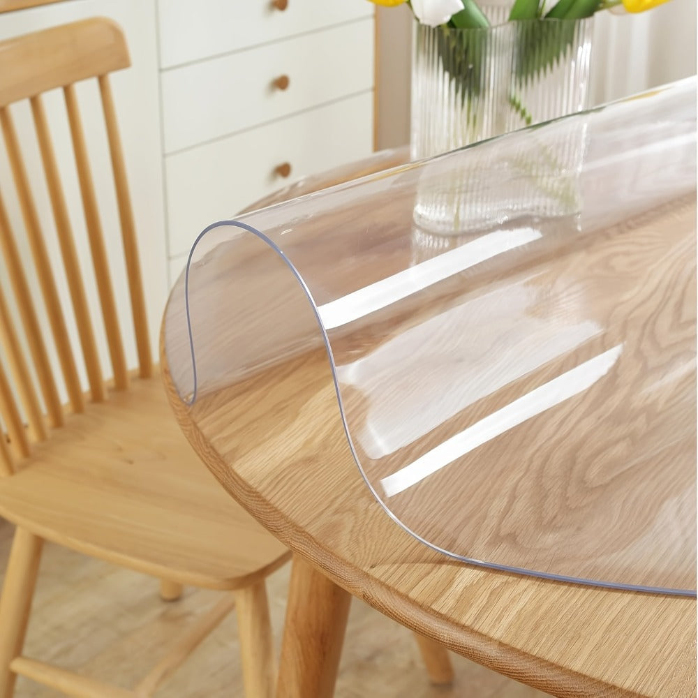 Round Clear PVC Table Cover Protector ¨C 1.5mm Thick Vinyl Tablecloth Pad, Waterproof, Heat-Resistant, Easy to Clean, for Dining & Coffee Tables