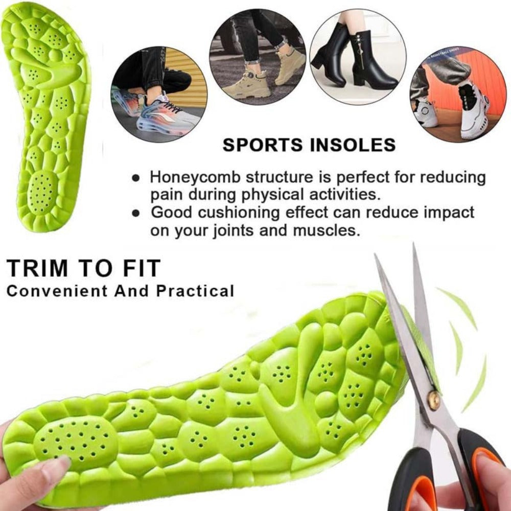 Shoe Insoles for Men & Women - 4 Pairs Cushioning Inserts Ultra-Soft Foam Footbed, Sweat-Proof Arch Support, Cloud Feel Comfort for Sneakers, Boots & Casual Shoes (Sizes 35-46)