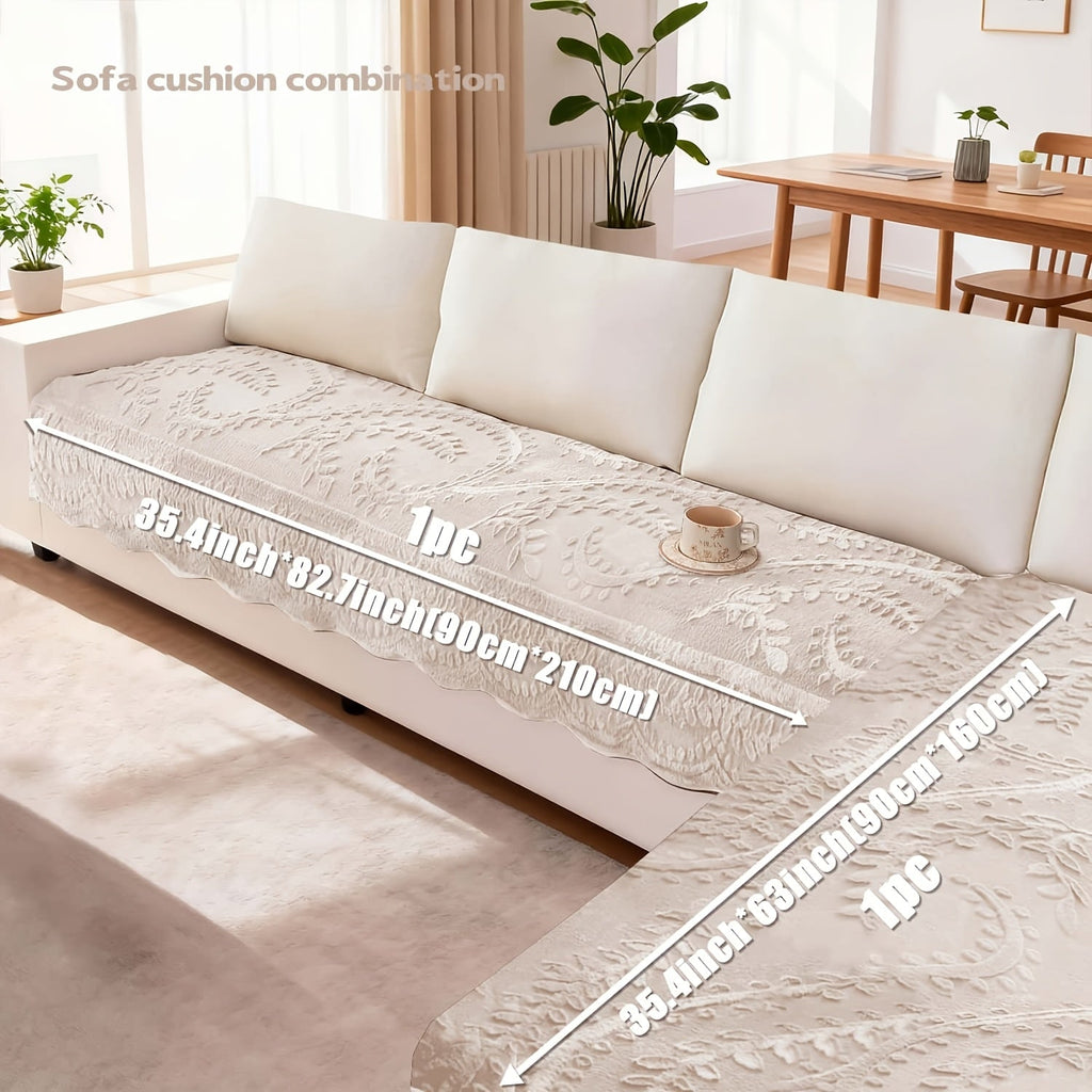 Faux Rabbit Fur Sofa Cover Thickened Quilted Plush Warm Non-Slip Machine Washable Pet Friendly Breathable Sofa Cushion for Living Room Bedroom Office - 2 3 Seater Large