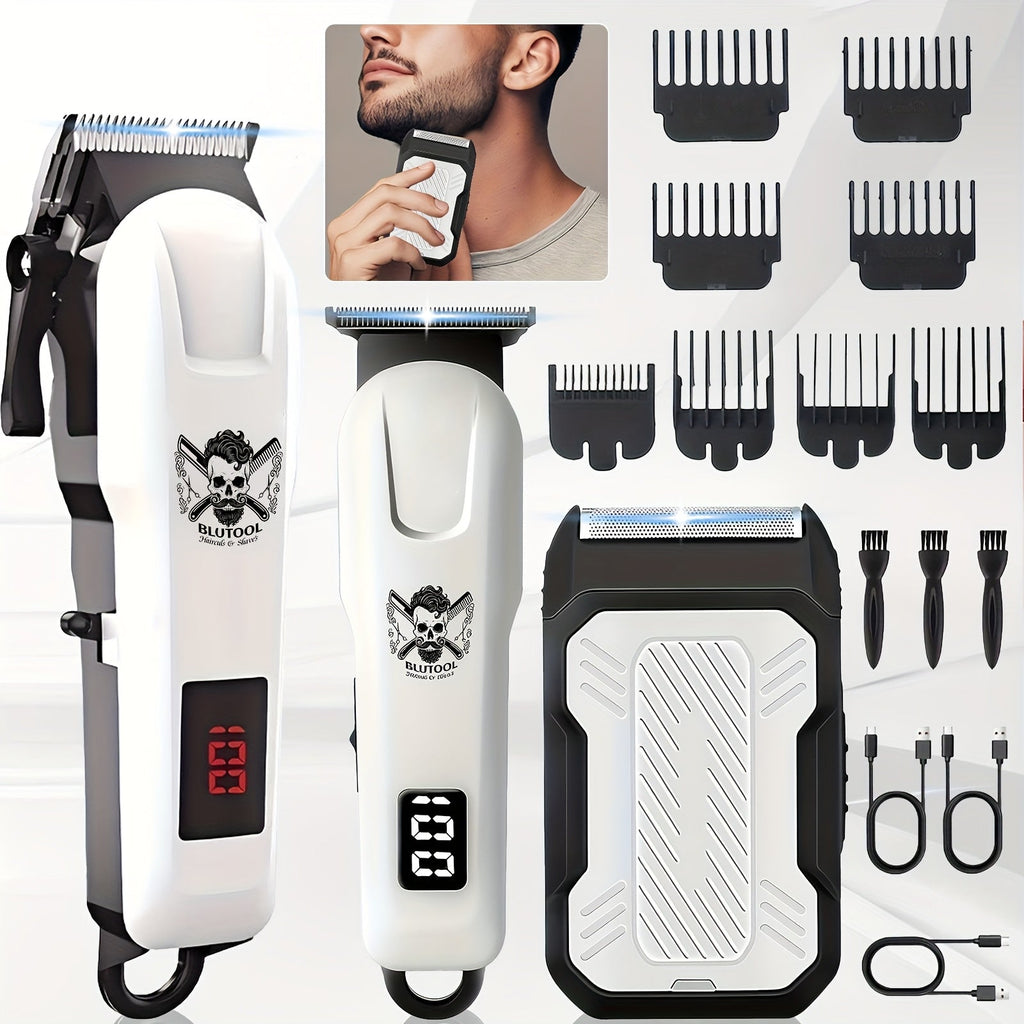 Electric Grooming Kit Hair Clipper & Razor Set USB Rechargeable with Digital Screen - 2 & 3 Piece Sets for Home Use & Salons, Professional Hair Trimmer, Great Gift for Father's Day, Birthday & Christmas