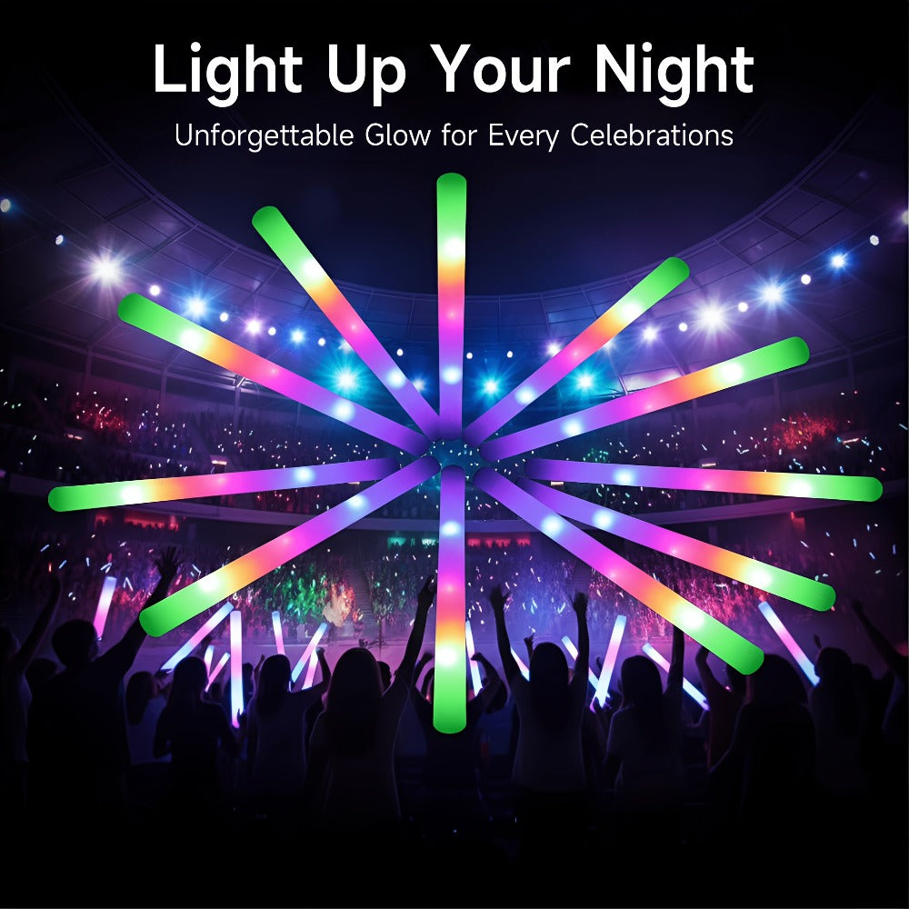 Foam Glow Sticks Set 103pcs 70pcs 40pcs ¨C LED Light Up Foam Sticks 3 Flashing Modes Assorted Colors Bulk Pack for Party Wedding Birthday Concert Rave Glow Night Event