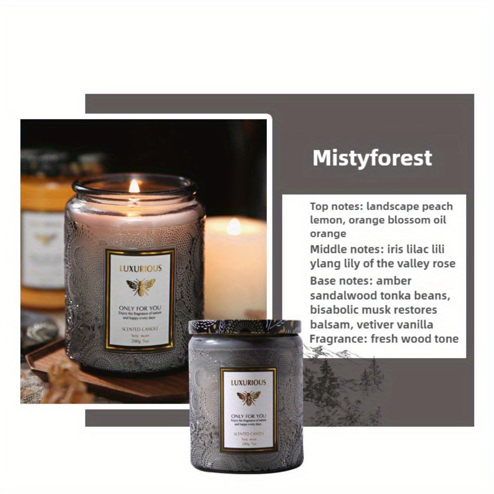 Scented Candle in Relief Glass Cup ¨C Aromatherapy Home Fragrance with Crystal Embellishment, Single Wick, Multiple Scents ¨C Jasmine, Tuberose, Amber, Sage & More