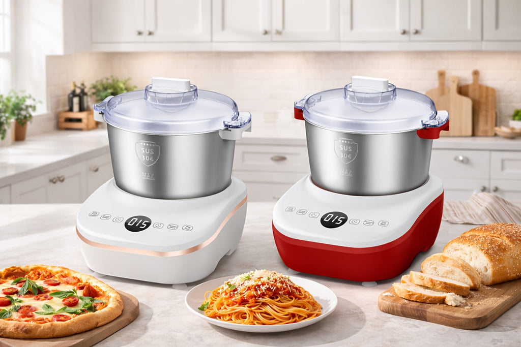 Electric Dough Maker 7Qt with Fermentation Function - 250W Dough Kneading Machine, 304 Stainless Steel Bowl, Microcomputer Timer, Constant Temperature Ferment, for Bread Pizza Pasta Dumplings, Red/White