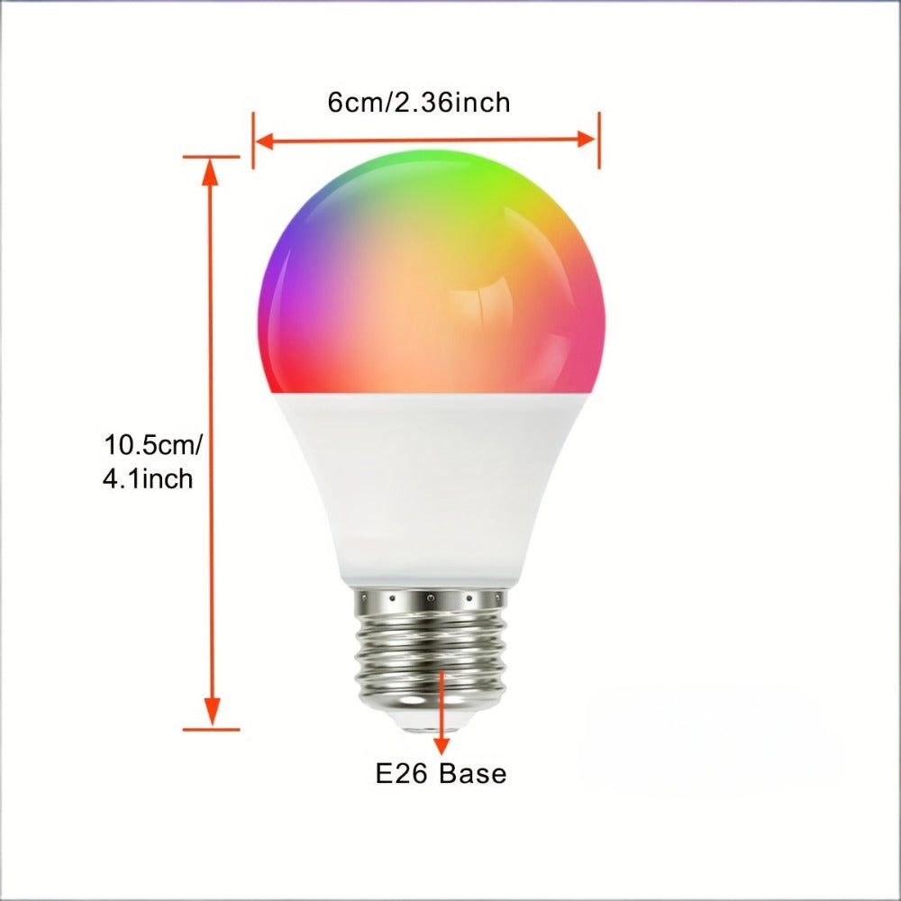 Smart Light Bulbs RGB Color Changing, WiFi A19 E26 LED Bulb Works with Alexa & Google Home, 2.4GHz Dimmable 800LM 60W Equivalent, Music Sync Voice Control App Remote, for Bedroom Party Home Decor