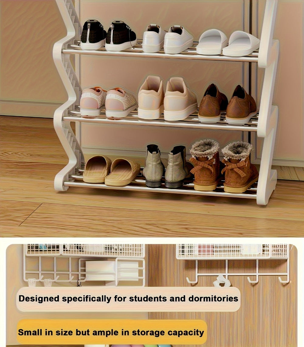 4-Tier Shoe Rack Upgraded Metal Tubes ¨C Multi-Layer Shoe Storage Organizer with Thickened Plastic Parts for Entryway, Doorway, Bedroom, Hallway & Dorm ¨C Graphite Black, Pink, Gray & Blue