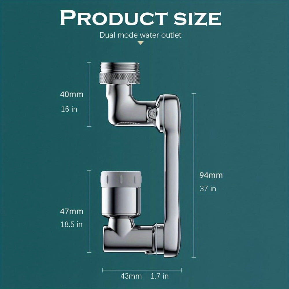 1440¡ã Rotating Faucet Extender Brass Multifunctional 1080¡ã 360¡ã Swivel Robotic Arm Sink Aerator 2 Water Outlet Modes for Kitchen Bathroom Silver