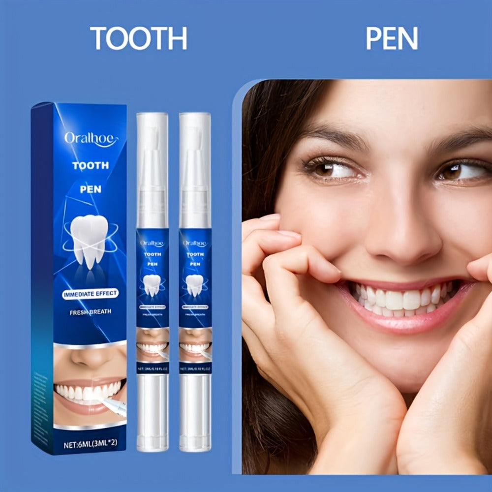 Teeth Whitening Pen 2-Pack ¨C Gluten-Free Gel Formula for Yellow Teeth, Gentle Deep Cleaning & Bright White Smile, Mint Fresh Breath, Travel-Friendly Pen Design for Daily Oral Care & On-the-Go Whitening