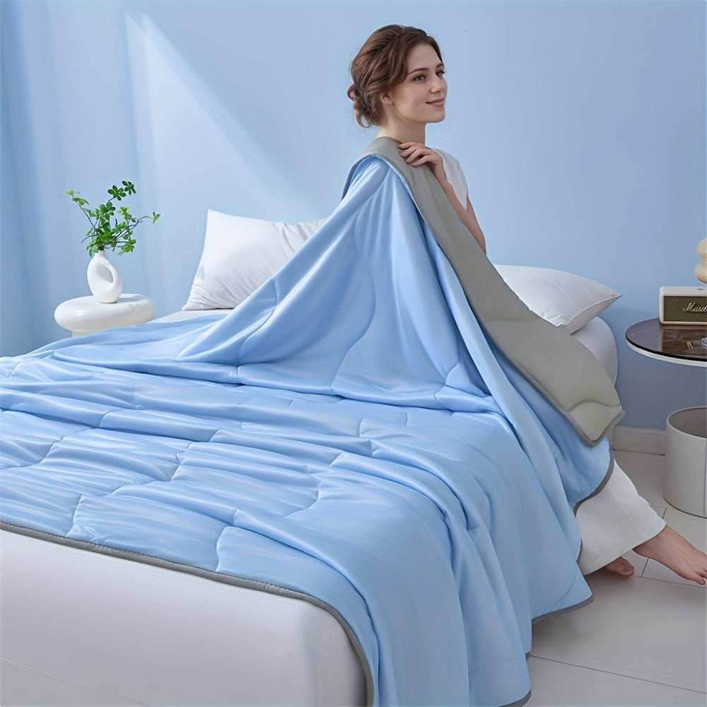 Summer Air Conditioning Blanket - Breathable Lightweight Knit Cooling Blanket for Hot Sleepers, Skin Friendly Solid Color Sweat Absorbent Throw, 100% Polyester, Machine Washable Bed Blanket