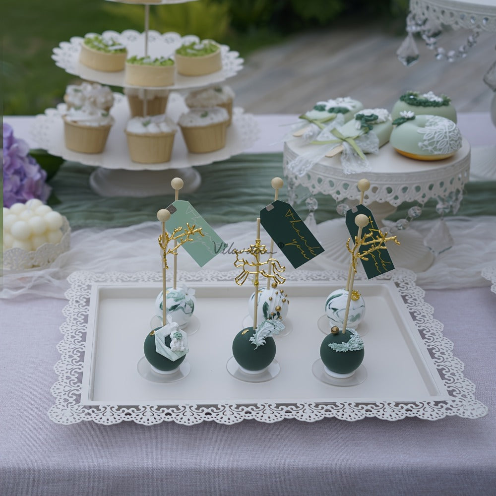 Cake Stand Set of 8 with Crystal Pendants 3-Tier Cupcake Tower Metal Dessert Display for Wedding Birthday Baby Shower Party Decor