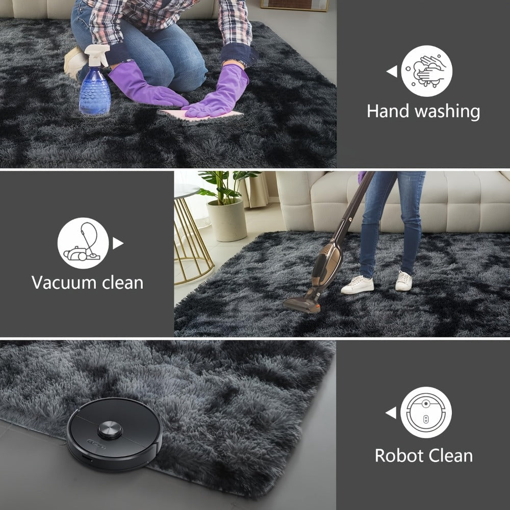 Fluffy Area Rug Tie-Dye Soft Carpet for Living Room Bedroom Office Thickened 1000g/©O Machine-Woven Indoor Mat Multi-Color Multi-Size Dark Gray Light Grey Khaki Pink Black White Purple