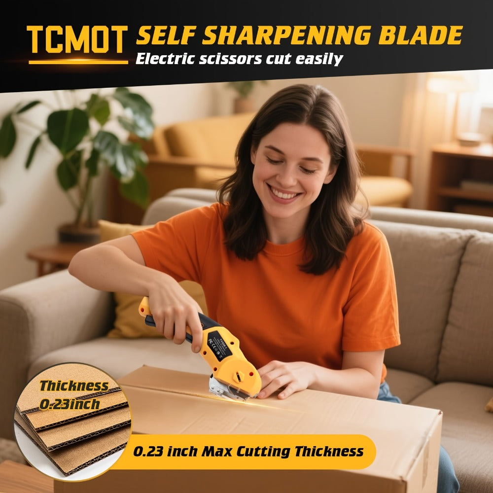 Electric Scissors Rechargeable Cordless - USB-C Charging, Battery Indicator, Portable Power Cutter for Fabric, Leather, Carpet & Cardboard, Handheld Electric Trimmer for Sewing, Crafting & DIY Projects