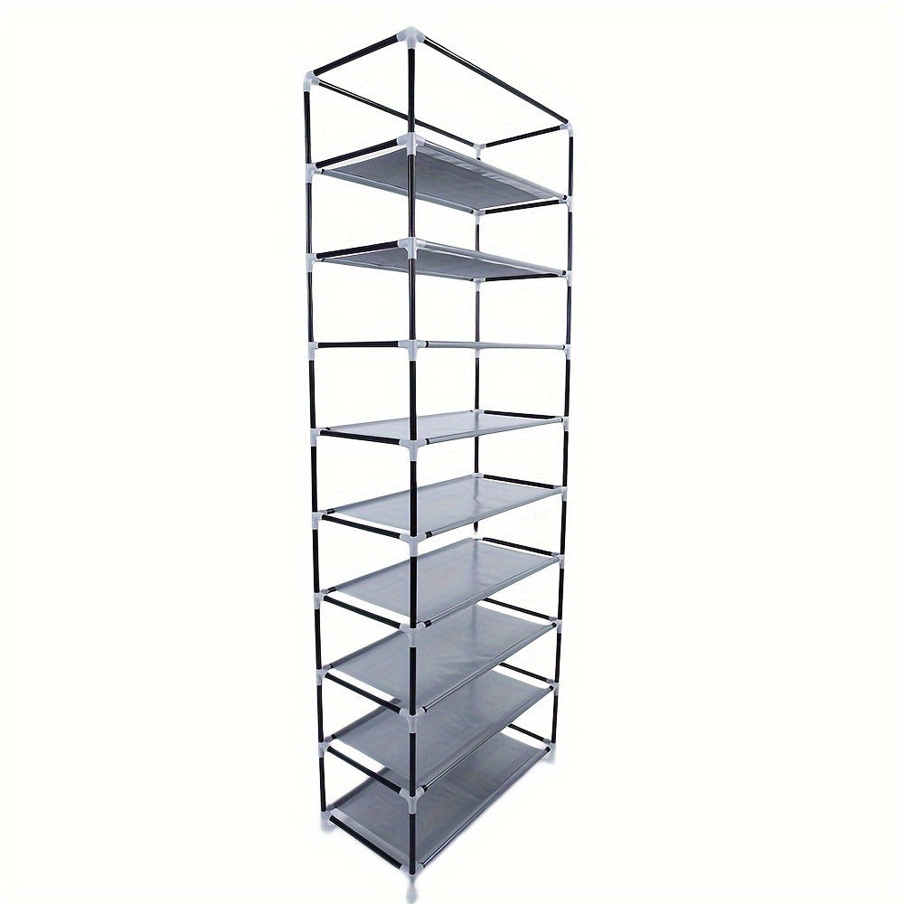 Shoe Rack with Dustproof Cover 10 Layers 9 Cubbies ¨C Large Capacity Non-Woven Shoe Organizer for Entryway, Closet & Bedroom ¨C Space-Saving Steel Frame Shoe Shelf, Easy Assembly