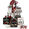 Tiered Tray Decor Set 15/20pcs Winter Christmas Farmhouse Wooden Signs - Buffalo Check Snowflakes Trees Dwarfs Trucks Valentine Easter Holiday Table Display Decorations