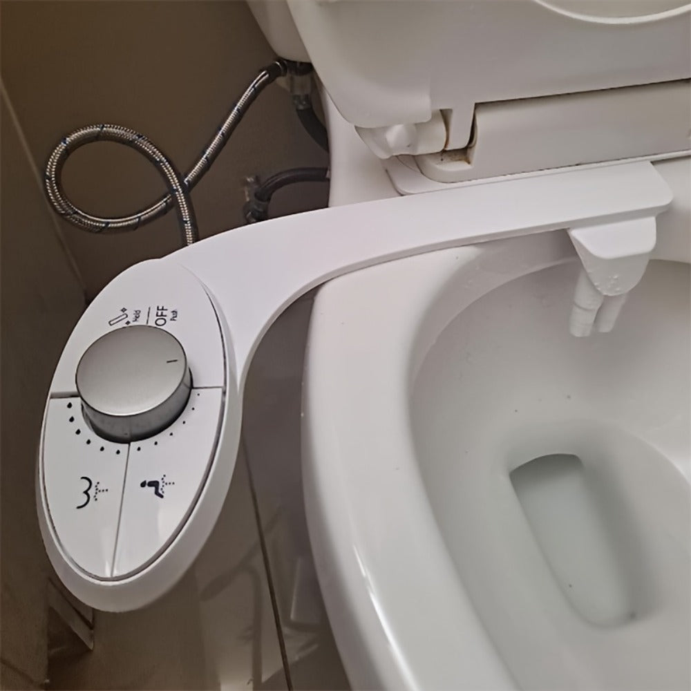 Ultra-Slim Non-Electric Bidet Attachment for Toilet, Self-Cleaning Dual Retractable Nozzles, Adjustable Water Pressure, Fresh Water Sprayer, US Standard, Easy Install