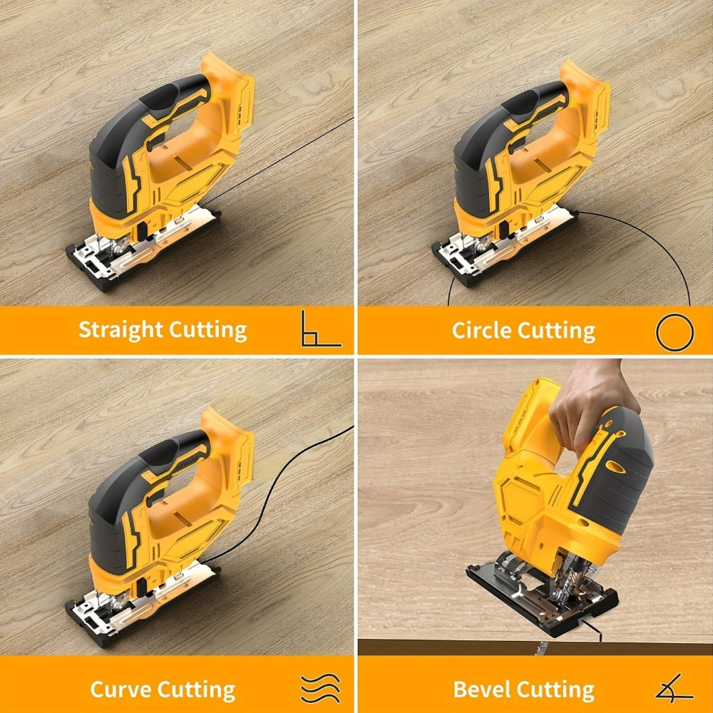 Cordless Jigsaw Compatible with Dewalt 20V Battery ¨C LED Work Light, 0¡ã-45¡ã Bevel, 3 Orbital Settings for Straight Curved & Circular Cuts