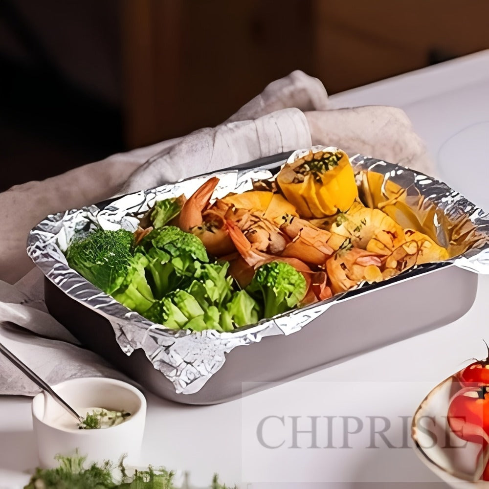 Pre-Cut Aluminum Foil Sheets 200-Count 9x10.75 Inch Pop-Up Dispenser Box Heavy Duty Foil for Baking Grilling Roasting Cooking Food Storage Restaurant