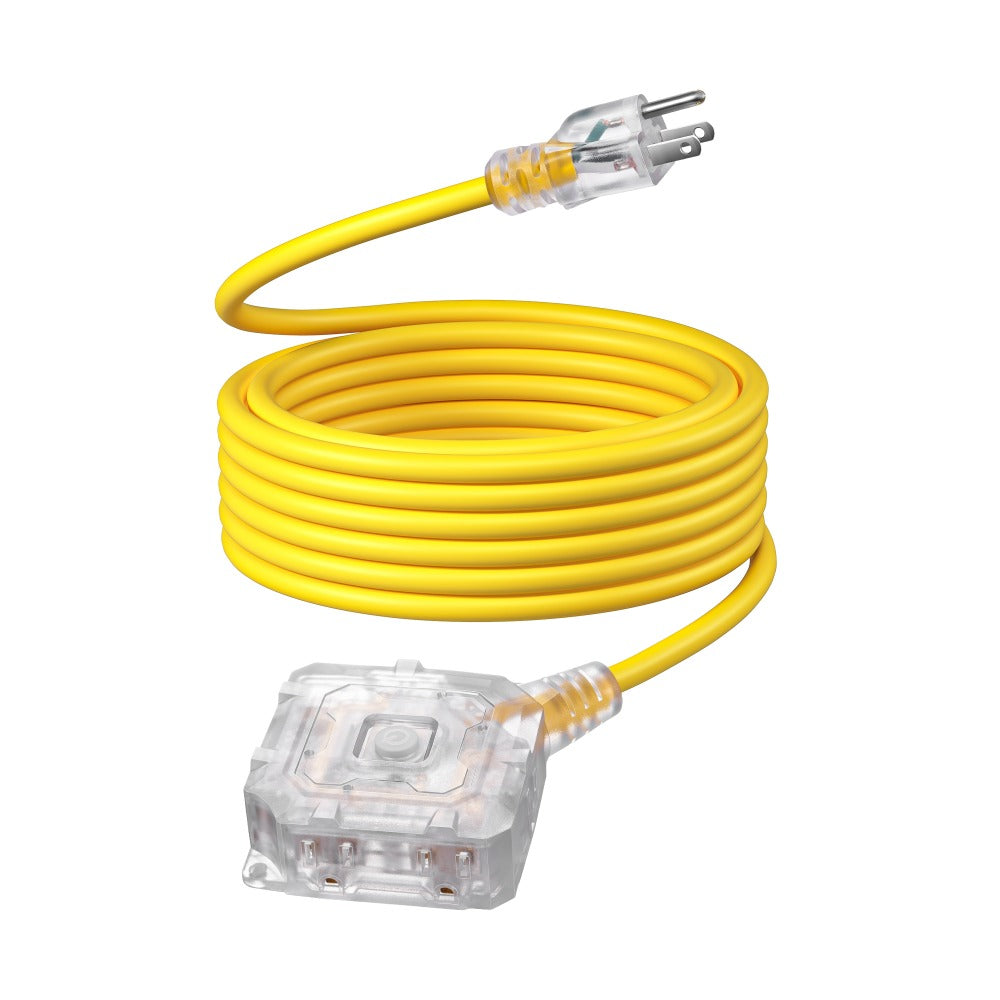 Heavy Duty Extension Cord 25ft 6-Outlet SJTW 14AWG with Protective Cover & On/Off Switch ¨C Outdoor Indoor Power Strip Cord for Workshop, Garage, Christmas Lights, Tools