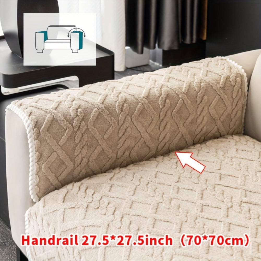 Plush Sofa Cover Couch Cover | Anti-Slip Pet Dog Friendly Velvet Sofa Mat, Single Two Three Four Seat, Backrest Armrest Pillow Cover, Living Room Bedroom Decor