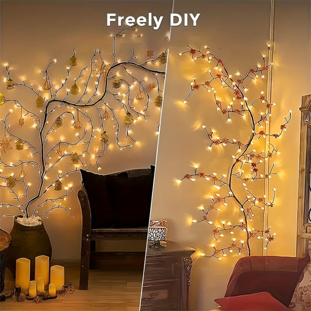 96 LED Fairy Lights USB Powered - 6ft Bendable Willow Branch String Lights with 8 Modes & Remote Control for Indoor Home Decor, Wedding, Christmas, Holiday Party