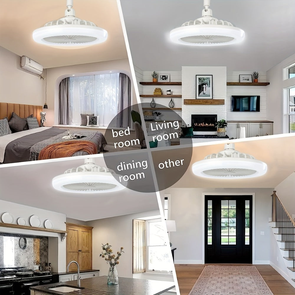 Ceiling Fan Light with Remote Control, Dimmable LED 3000-6500K, 3-Speed Fan, E26 Base, 360¡ã Adjustable Universal Joint, Timed Night Light, Room Decor White & Gray