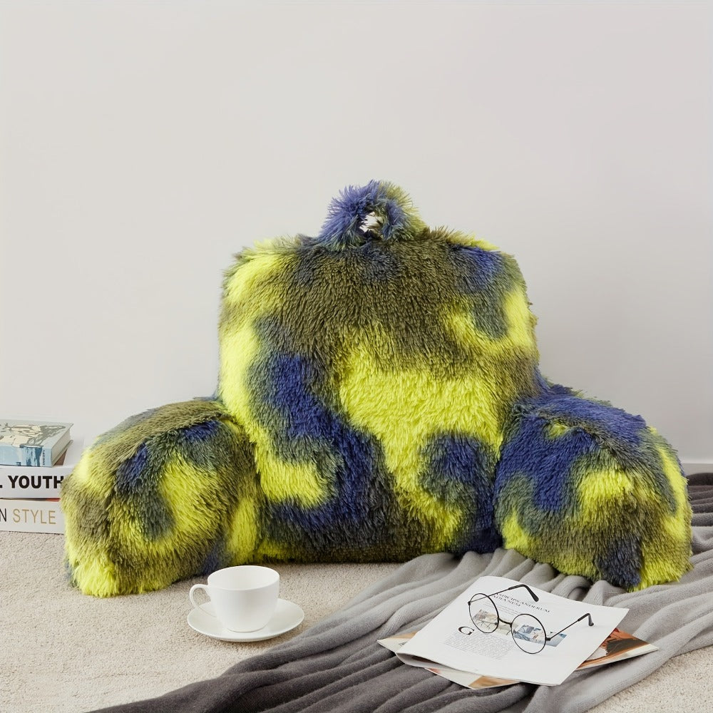 Reading Pillow with Arms - Camo Tie-Dye Plush Backrest Pillow for Bed, Ergonomic Sit-Up Support for Reading, Gaming & Studying, Fluffy Boyfriend Pillow with Medium-Firm Fill, Cozy Home Decor