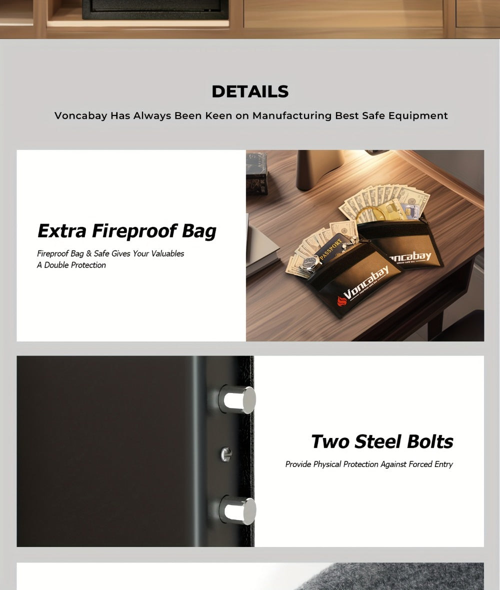 Home Security Safe Box with Sensor Light & Fireproof Bag ¨C Digital Keypad Lock Box with Backup Keys for Cash, Jewelry & Valuables ¨C Wall, Floor & Closet Mountable Safe (Multiple Sizes & Colors)