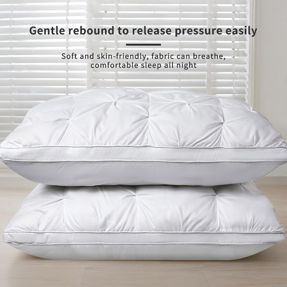 Neck Pillow 2 Pack - Ergonomic Cervical Support Pillow with Removable Washable Cover, Adjustable Loft, Zipper Closure, Quilted Woven Fabric, Comfortable Sleeping Pillow for Side Back Stomach Sleepers