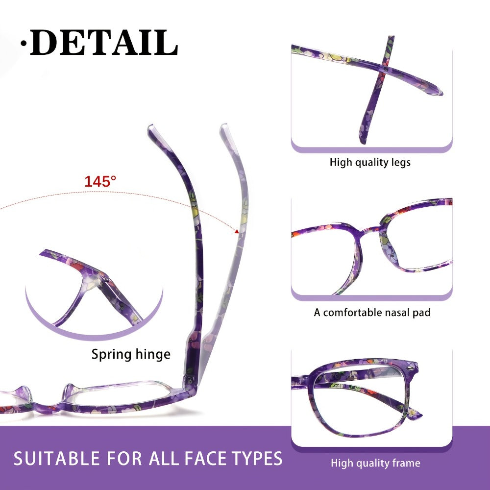 Blue Light Blocking Reading Glasses for Women 5-Pack ¨C Stylish Computer Readers with Spring Hinges, Anti-Blue Light Lenses, Multiple Strengths 1.0¨C4.0x, Multicolor