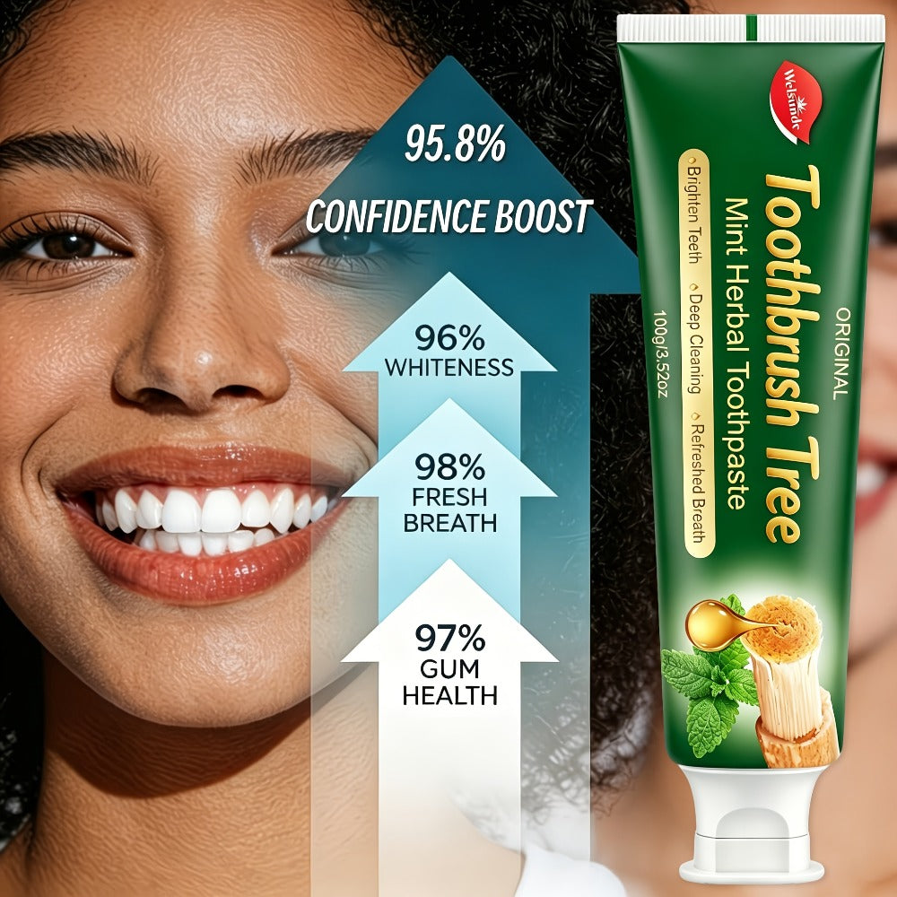 Natural Toothpaste 3-Pack ¨C Herbal Mint Formula for Sensitive Gums & Teeth, Long-Lasting Freshness, Gentle Deep Cleaning Dental Care for Men & Women, Sleek Tube Design with Natural Ingredients