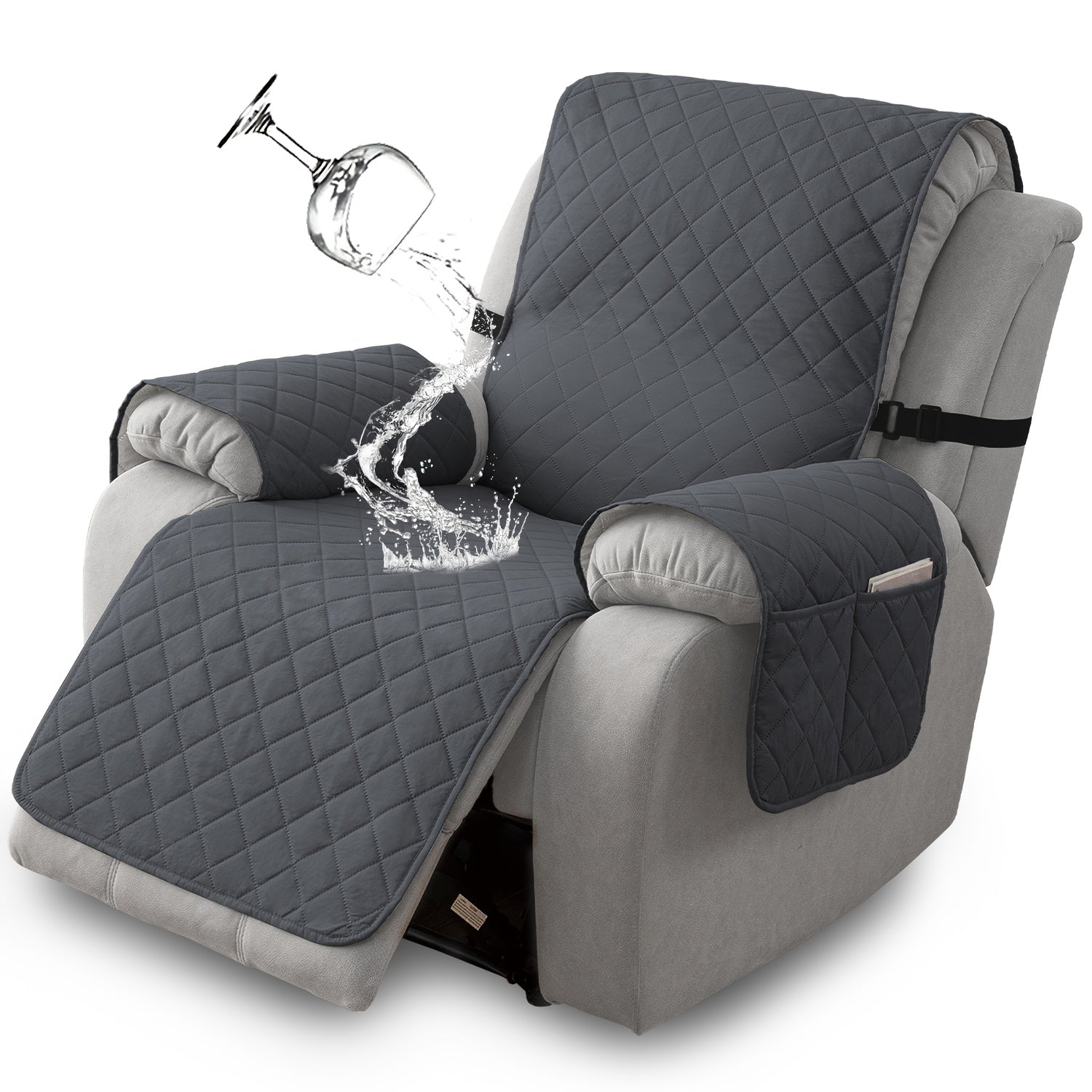 Chenille Knit Recliner Chair Cover Non-Slip Elastic Straps Drawstring Closure Pet Furniture Protector for Large Recliner 8 Colors