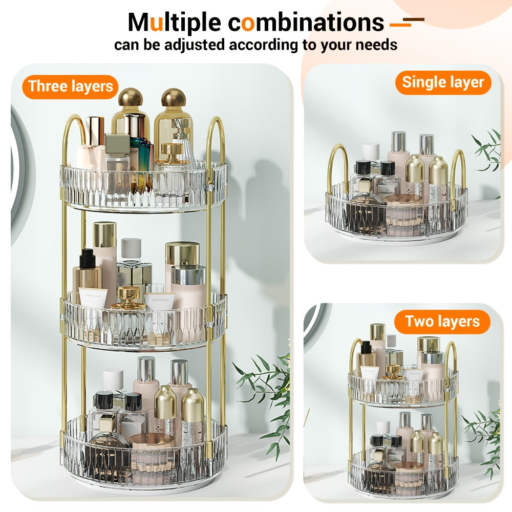 360 Rotating Makeup Organizer Skincare Storage Rack - Multi-Layer Detachable Cosmetic Organizer for Perfume, Lipstick, Skincare, Desktop Vanity Organizer for Bathroom & Bedroom