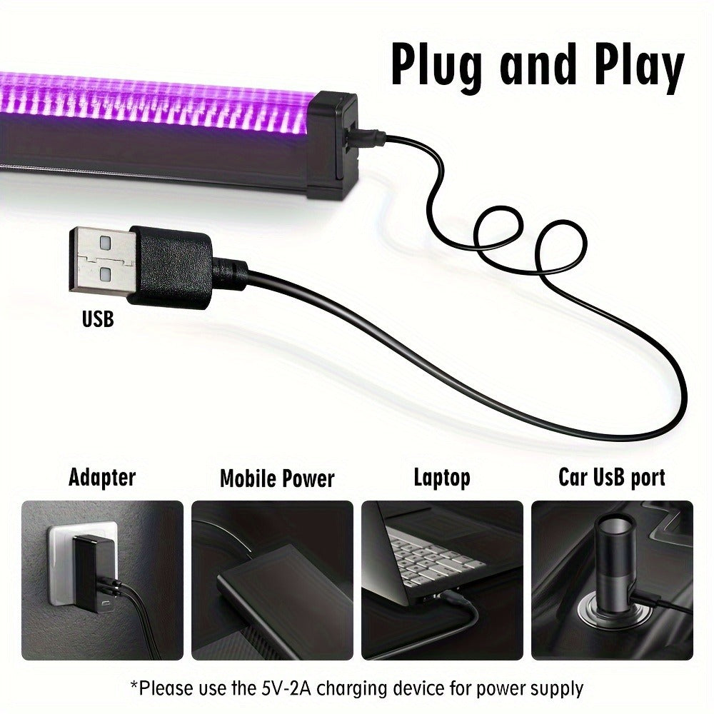UV Black Light Bar 40 LED 385-400nm USB Plug 3 Modes Portable Blacklight for Glow Party Body Paint Fluorescent Poster Halloween Christmas Decor