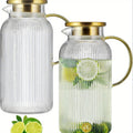 Glass Pitcher with Stainless Steel Lid 68oz 2 Liter Borosilicate Water Pitcher Carafe for Cold Brew, Lemonade, Iced Tea & Milk ¨C Heat Resistant, 2 or 4 Pack
