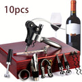 Wine Opener Kit 10pcs Stainless Steel Bottle Opener Gift Set with Wood Case - Beer Wine Accessories Bar Tool Set for Men Women Valentine's Day Birthday Housewarming Gift