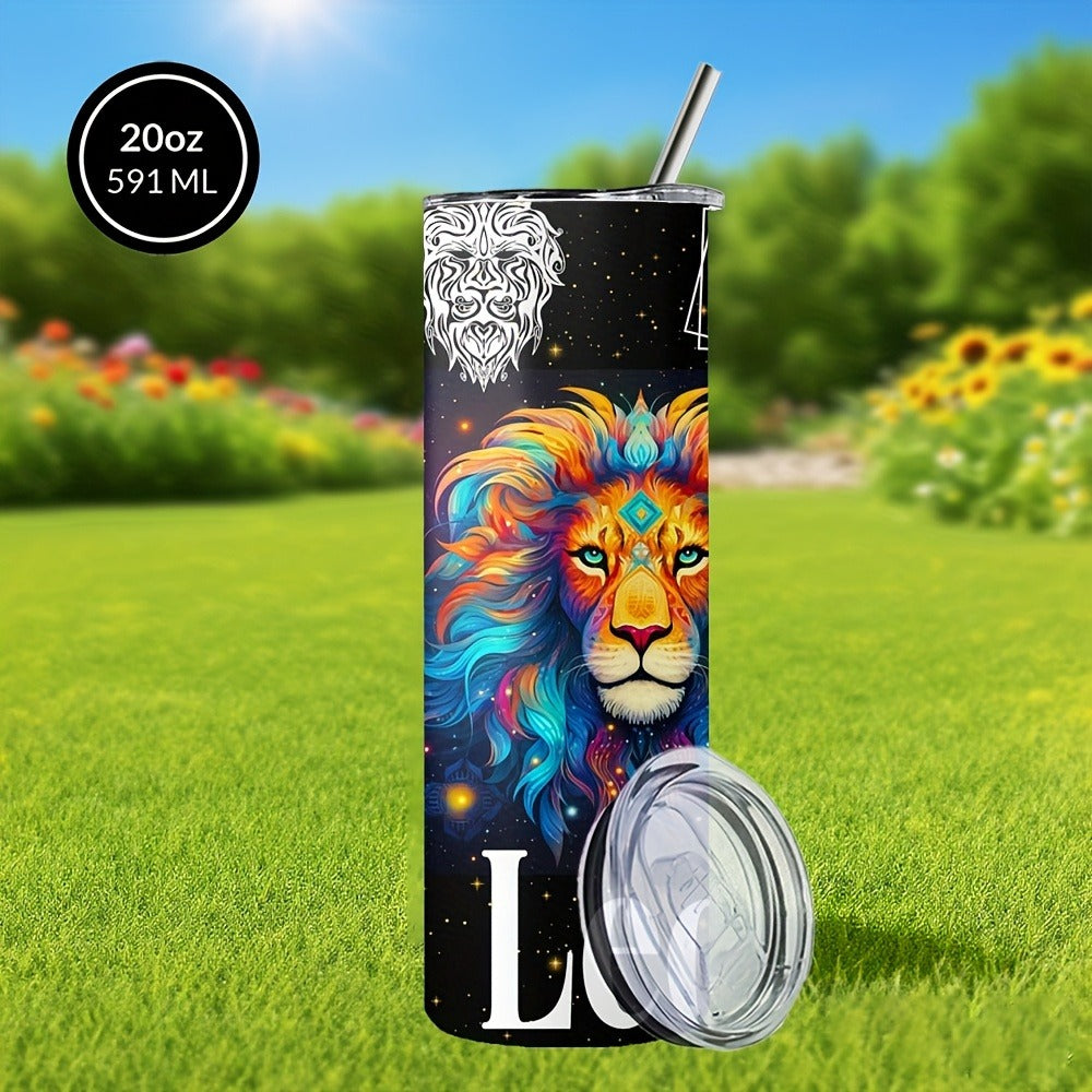 Zodiac Tumbler 20oz Stainless Steel Insulated Travel Cup with Lid & Straw Horoscope Coffee Mug All 12 Signs Hot Cold Drinks Gift Birthday Halloween Christmas