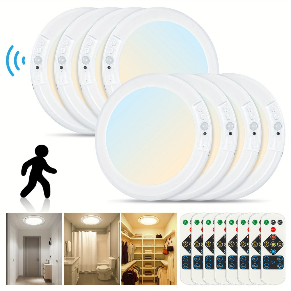 Rechargeable LED Ceiling Light with Motion Sensor ¨C Remote Control Dimmable, 3 Color Temps 3000K/4500K/6500K, 10 Brightness Levels, Battery Operated Closet Light for Bathroom Hallway Pantry Porch