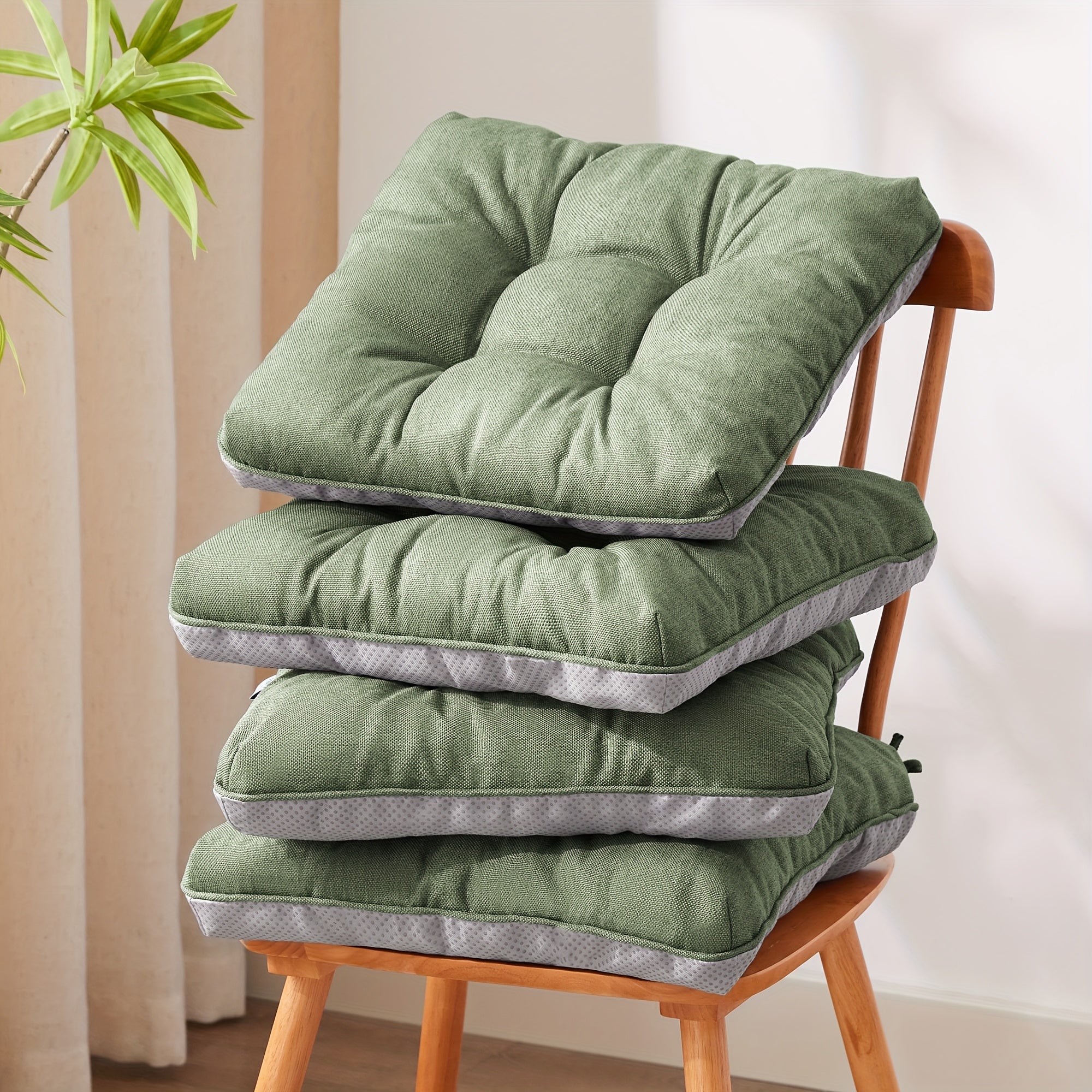 Memory Foam Chair Cushions Set of 4 ¨C Kitchen Chair Pads with Non-Slip Backing & Ties, 500GSM Thick Seat Cushions for Dining Chairs Indoor
