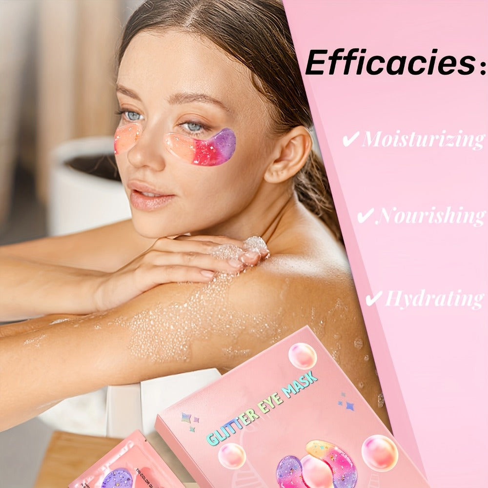 Collagen Eye Patches 24 Pairs Tri-Color Crystal Under Eye Mask - Hydrating, Chamomile, Hypoallergenic | All Skin Types | Men & Women | Travel Essential