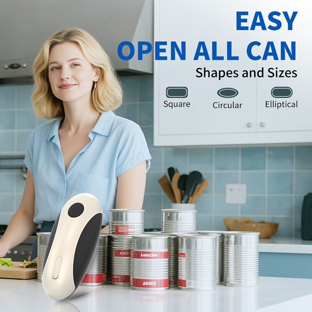 Electric Can Opener One-Touch Automatic ¨C USB Rechargeable, Smooth Edge Safety, Auto Power-Off, Cordless for Kitchen, Camping & Seniors