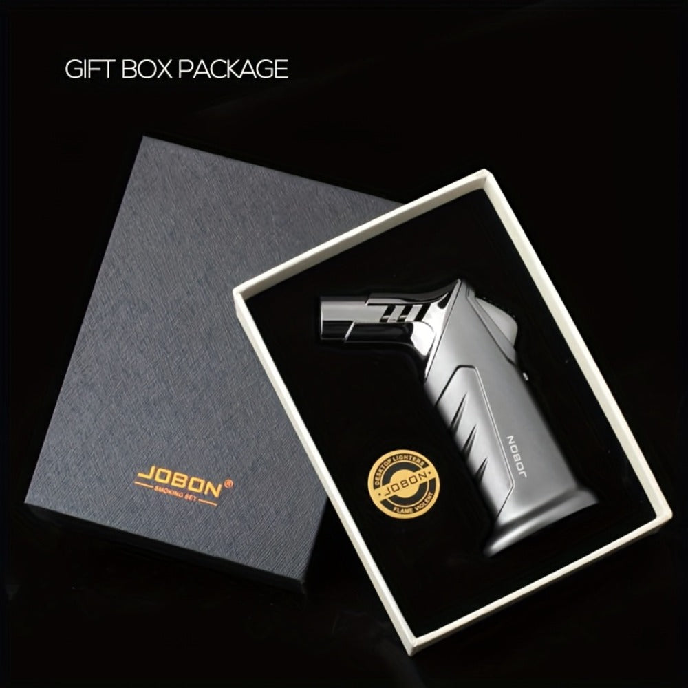 Butane Torch Lighter with Gift Box - Jobon Adjustable Flame Kitchen Torch, BBQ Camping Lighter for Men, Child Safety Lock, Windproof Refillable Jet Flame, Holiday Birthday Gift (Gas Not Included)