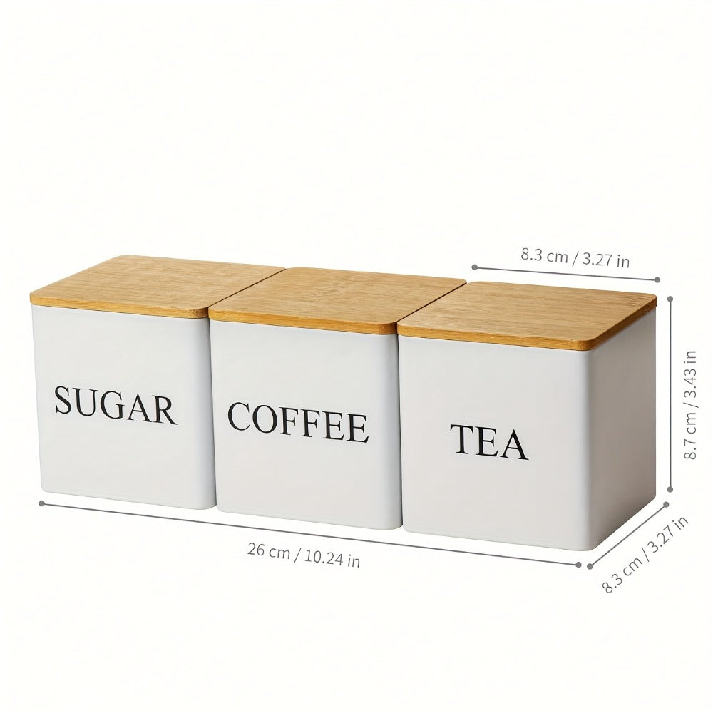 Black & White Ceramic Storage Jars Set of 3 ¨C Airtight Kitchen Canisters for Coffee Beans, Tea, Sugar & Spices