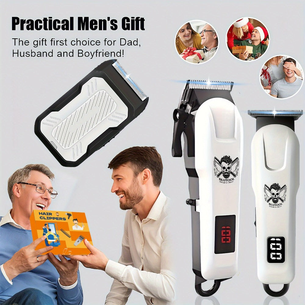 Electric Grooming Kit Hair Clipper & Razor Set USB Rechargeable with Digital Screen - 2 & 3 Piece Sets for Home Use & Salons, Professional Hair Trimmer, Great Gift for Father's Day, Birthday & Christmas
