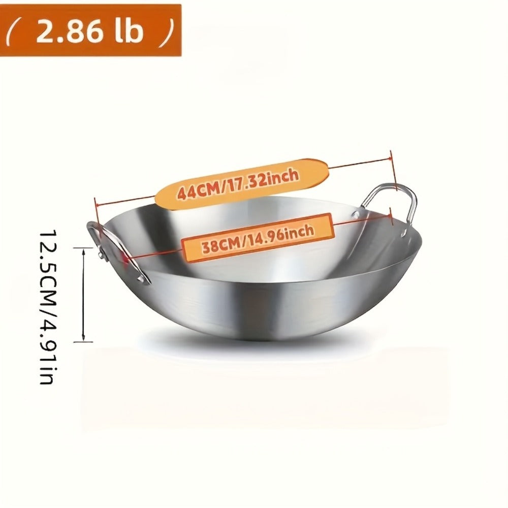 Stainless Steel Wok & Frying Pan ¨C Non-Stick Cooking Surface, Ergonomic Handle, Compatible with Gas, Induction & Electric Stovetops, Extra Thick & Deep, Easy to Clean