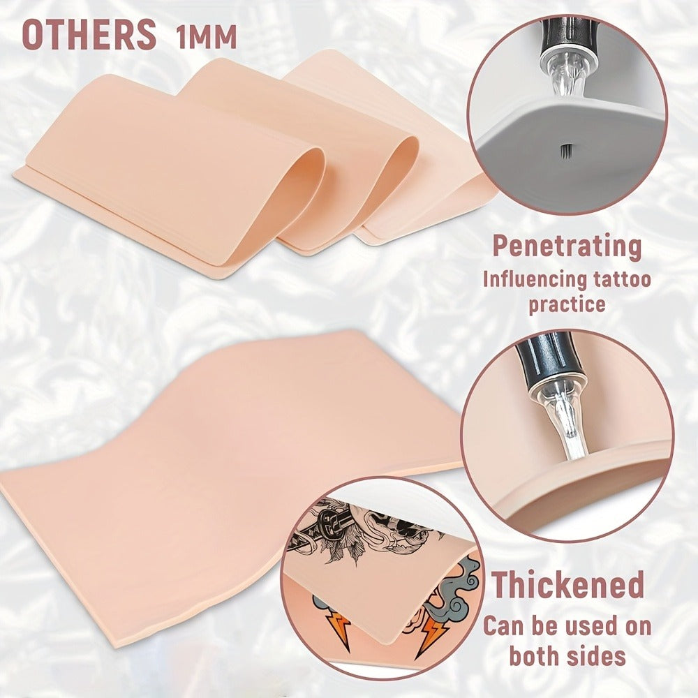 Tattoo Practice Skin Kit ¨C Double-Sided Silicone Training Skin with Transfer Papers for Microneedling, Eyebrow & Lip Tattoo ¨C Soft & Durable Beginner Set (34pcs or 71pcs)